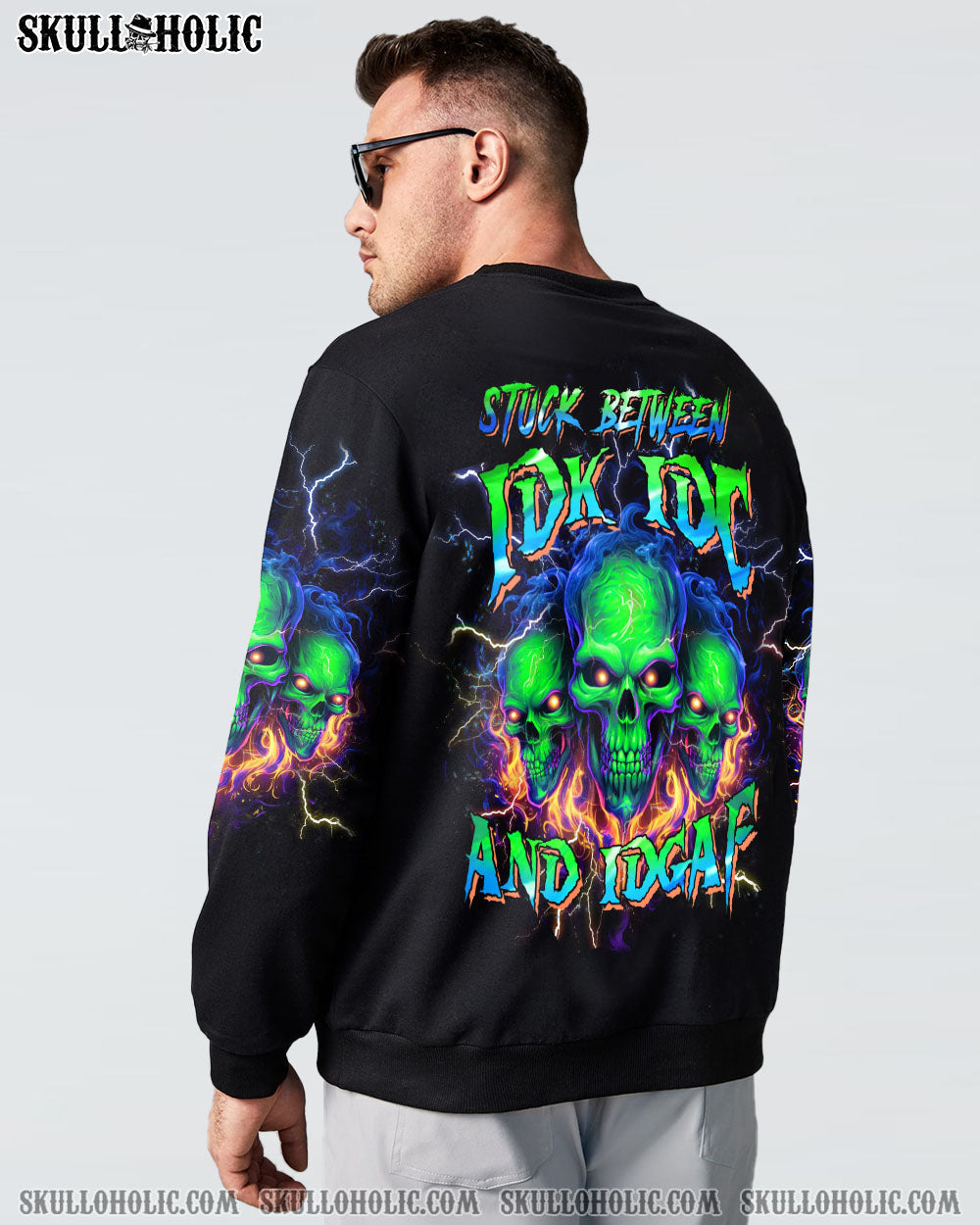 STUCK BETWEEN IDK IDC AND IDGAF SKULL ALL OVER PRINT - YHHN1112234