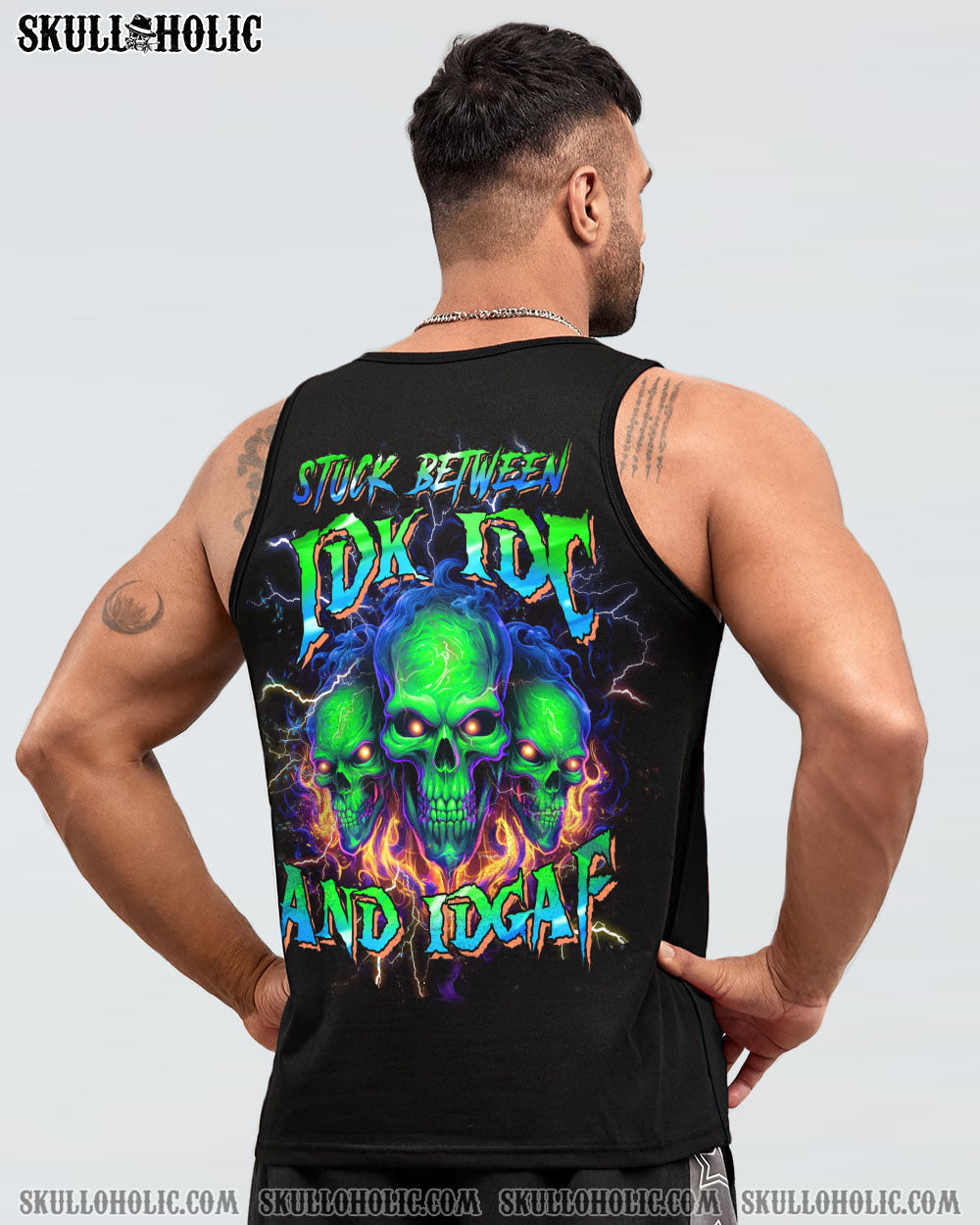 STUCK BETWEEN IDK IDC AND IDGAF SKULL ALL OVER PRINT - YHHN1112234