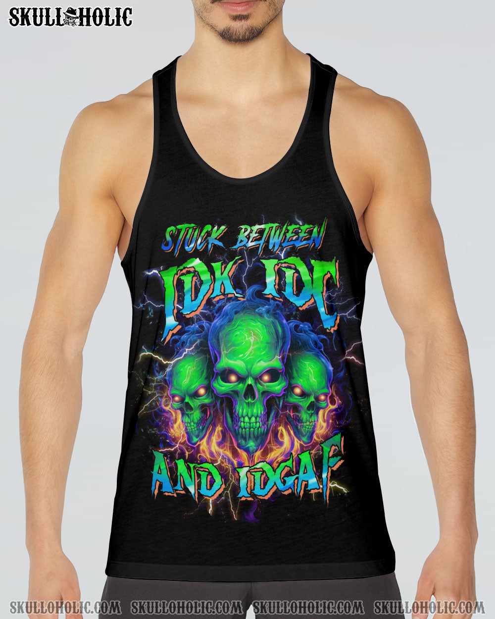 STUCK BETWEEN IDK IDC AND IDGAF SKULL ALL OVER PRINT - YHHN1112234