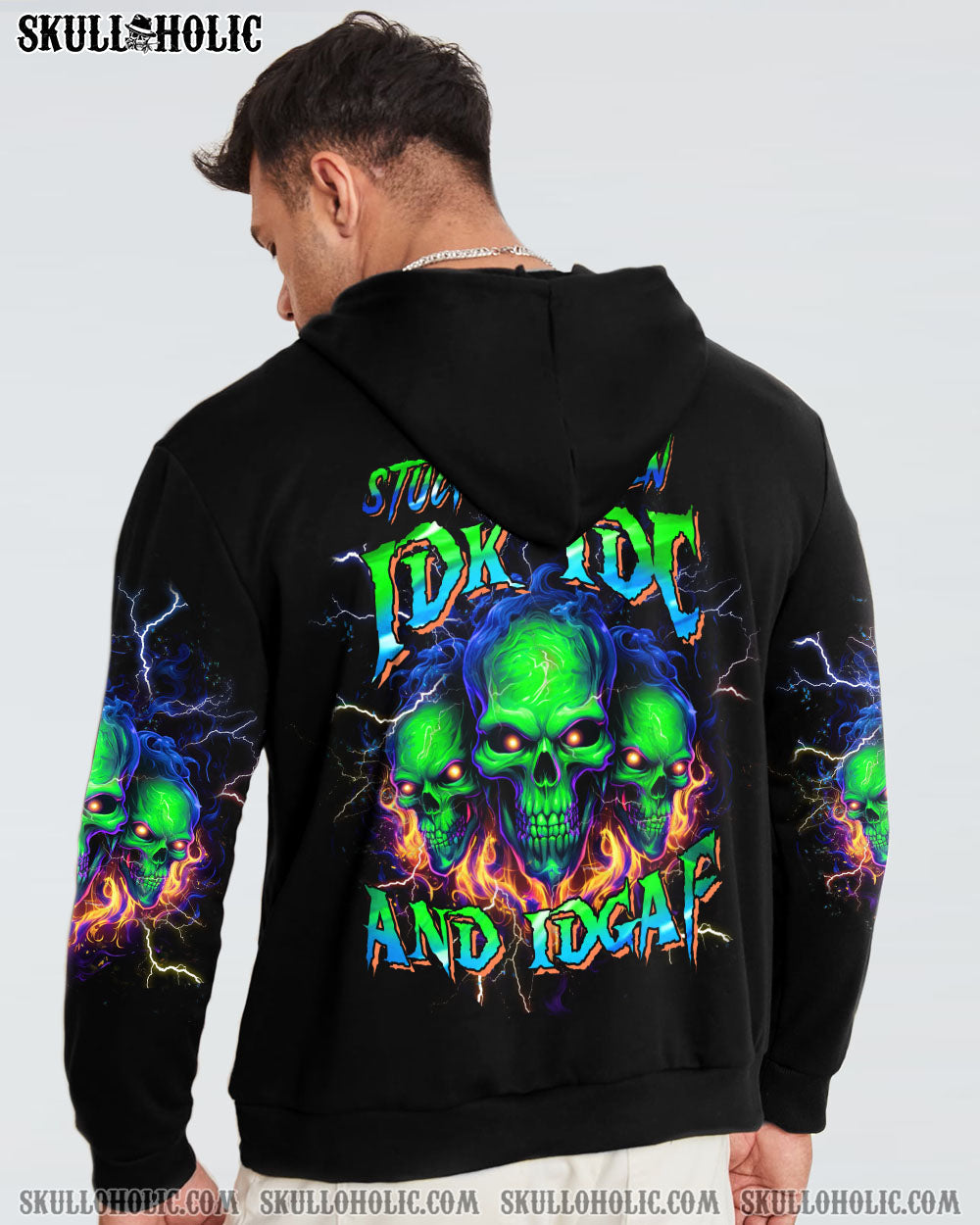 STUCK BETWEEN IDK IDC AND IDGAF SKULL ALL OVER PRINT - YHHN1112234