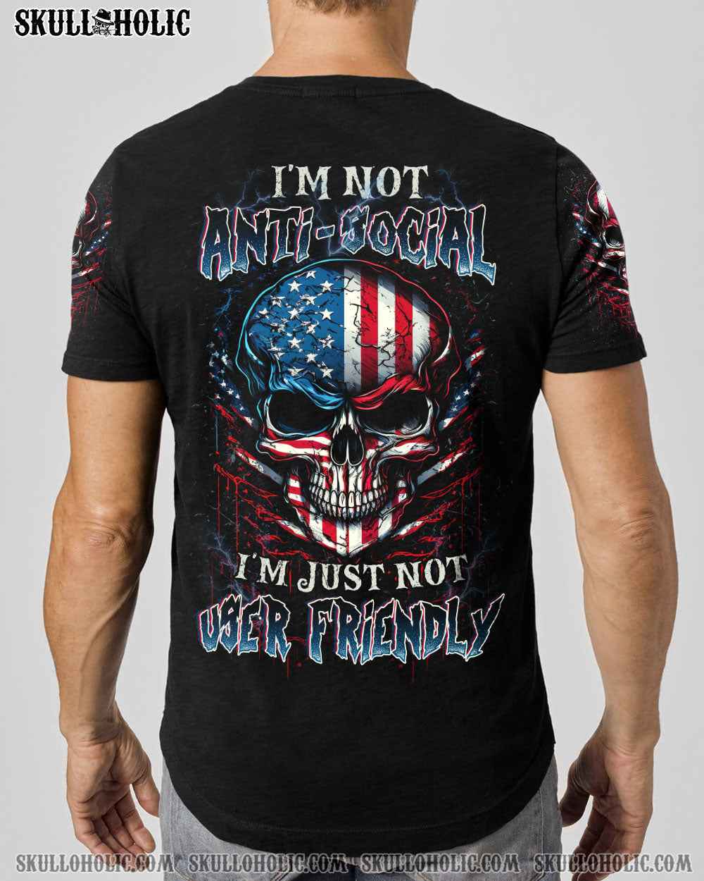 I'M NOT ANTI-SOCIAL SKULL FLAG ALL OVER PRINT - YHLH0913231