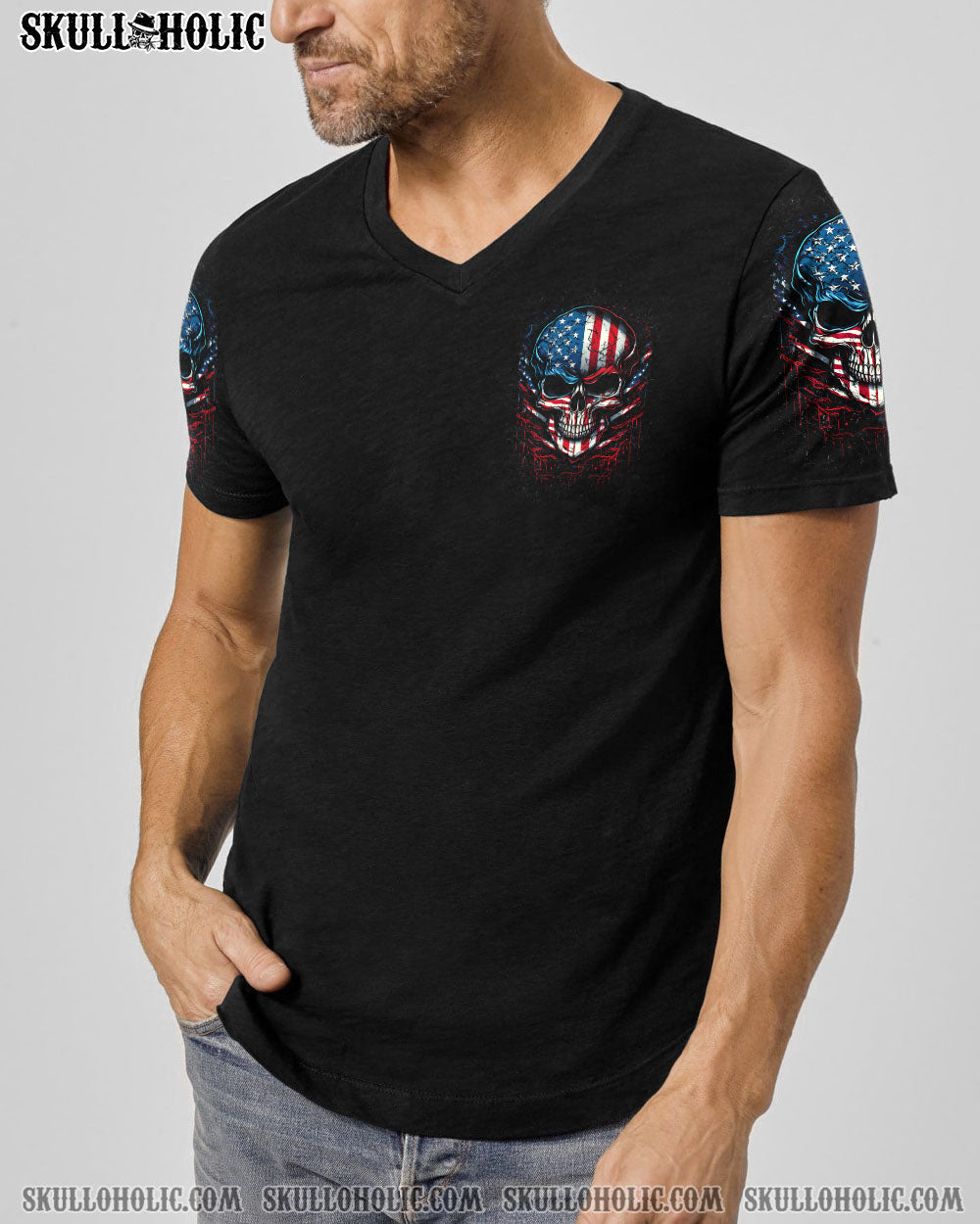 I'M NOT ANTI-SOCIAL SKULL FLAG ALL OVER PRINT - YHLH0913231