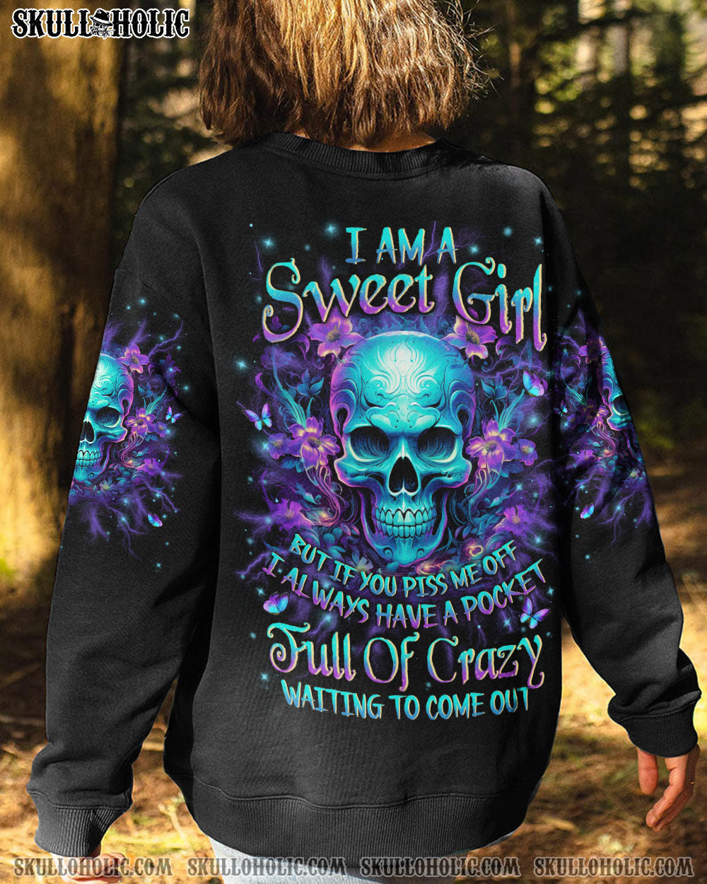 I AM A SWEET GIRL FLOWER SKULL ALL OVER PRINT - YHLN1310234