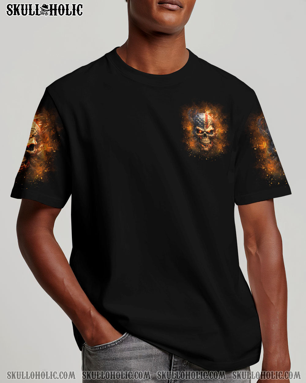 AMERICA LIVE IT LOVE IT OR GET THE HELL OUT SKULL ALL OVER PRINT - YHLN2007231