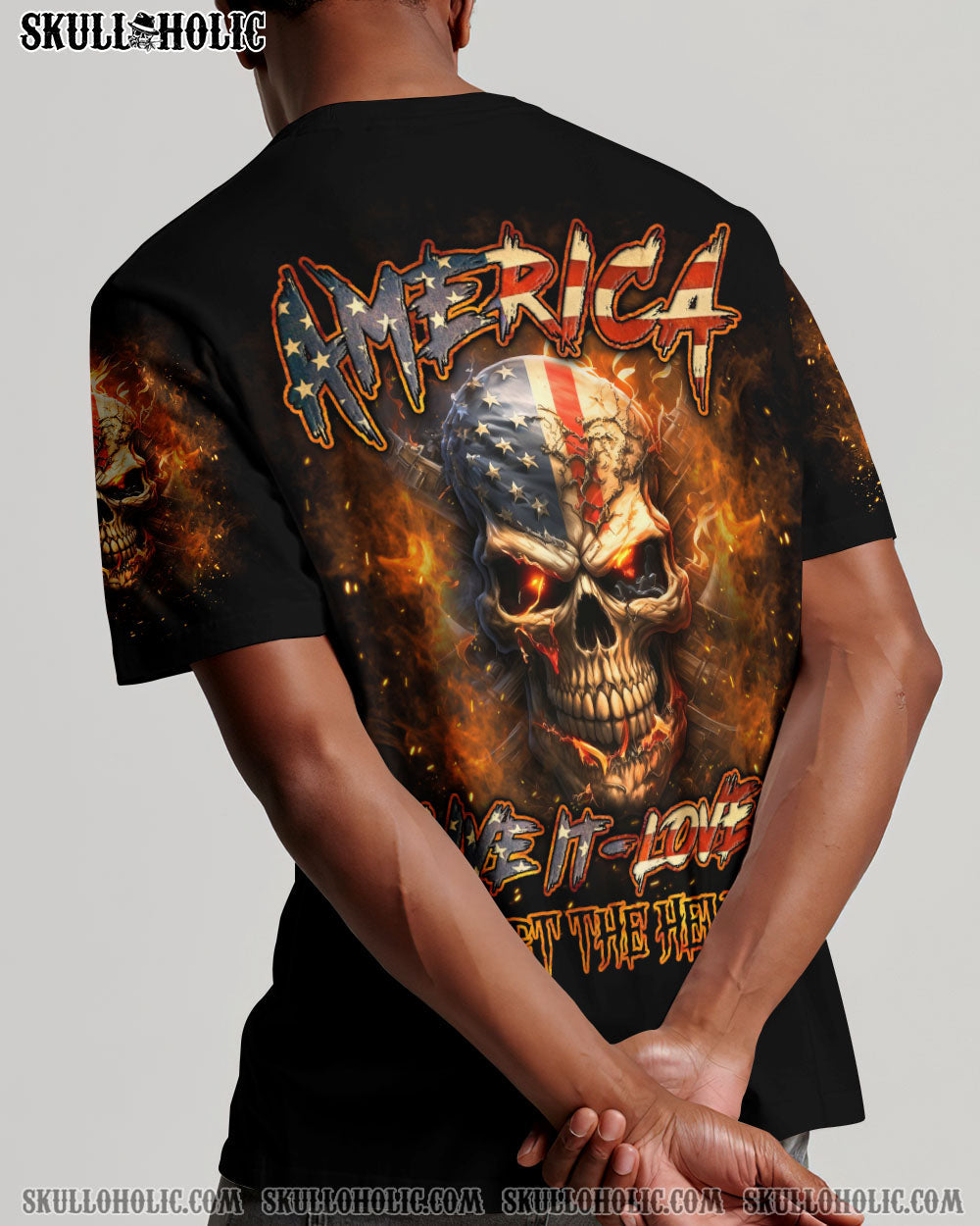 AMERICA LIVE IT LOVE IT OR GET THE HELL OUT SKULL ALL OVER PRINT - YHLN2007231