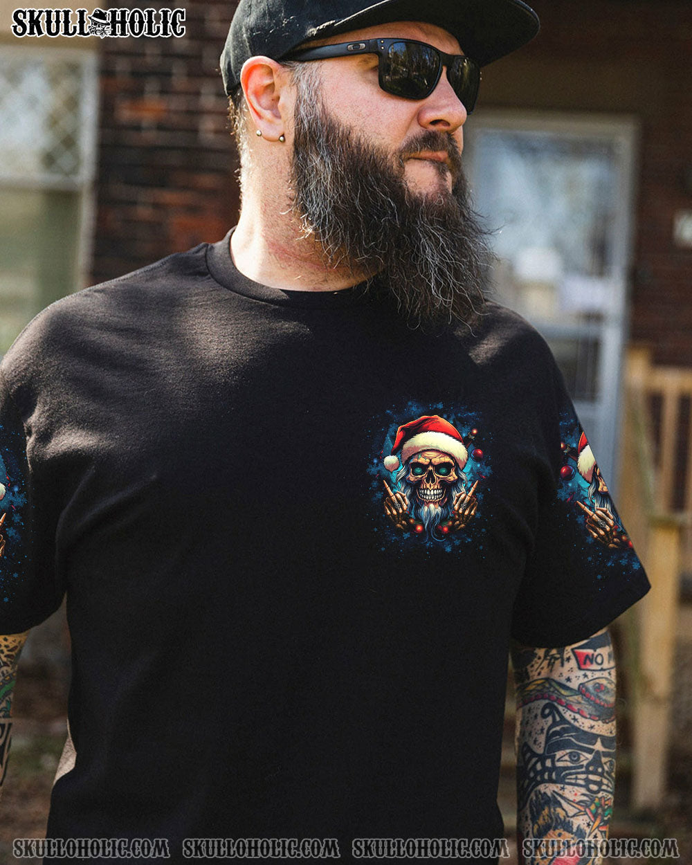 MY GIVE A F IS BROKEN CHRISTMAS SKULL ALL OVER PRINT - YHLN2010231
