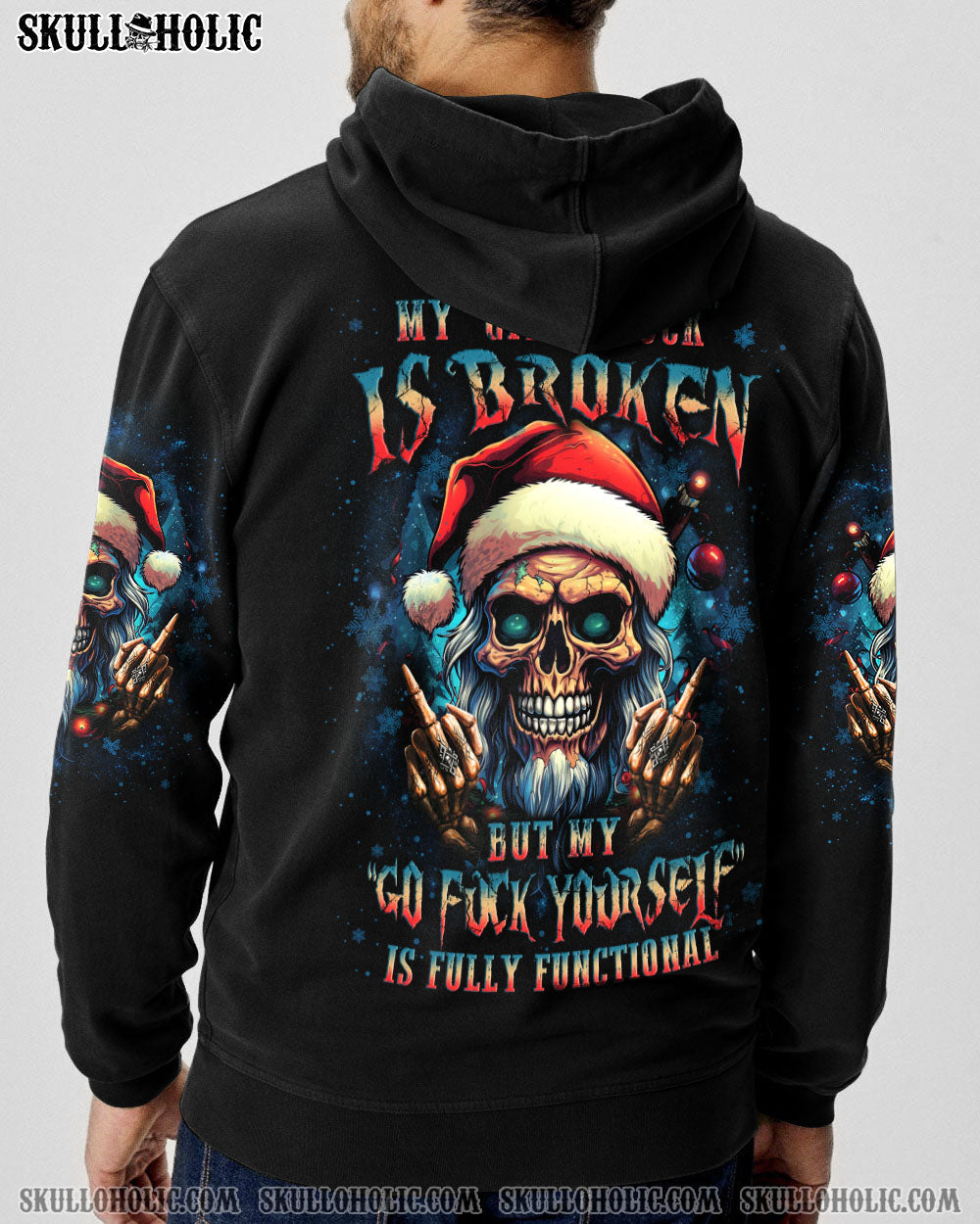 MY GIVE A F IS BROKEN CHRISTMAS SKULL ALL OVER PRINT - YHLN2010231