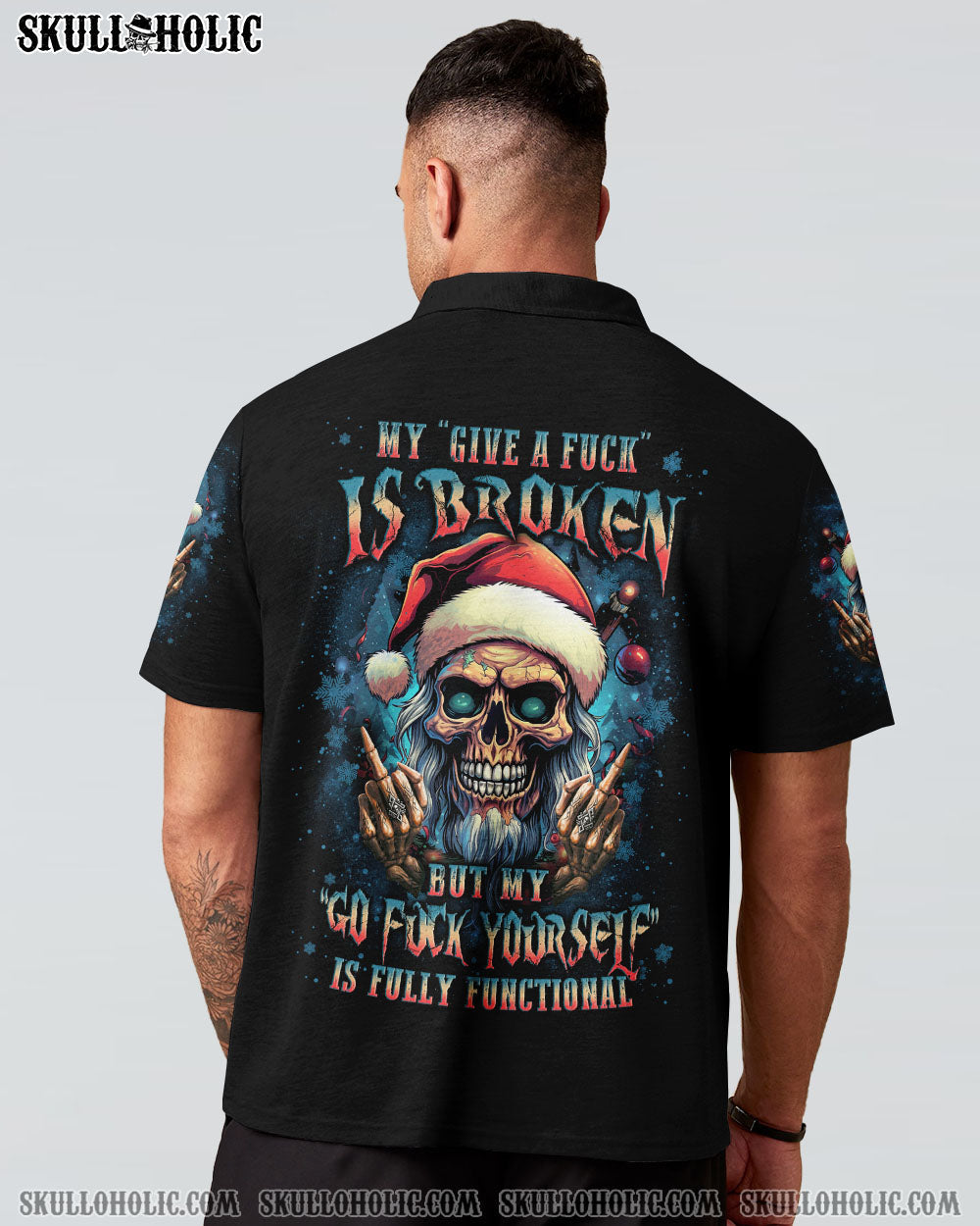 MY GIVE A F IS BROKEN CHRISTMAS SKULL ALL OVER PRINT - YHLN2010231