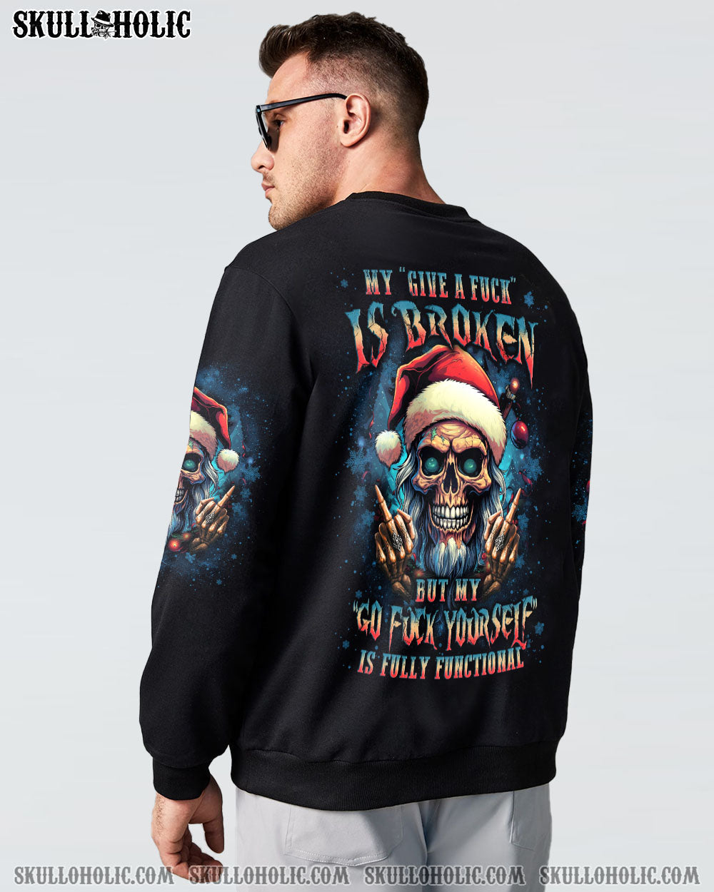 MY GIVE A F IS BROKEN CHRISTMAS SKULL ALL OVER PRINT - YHLN2010231