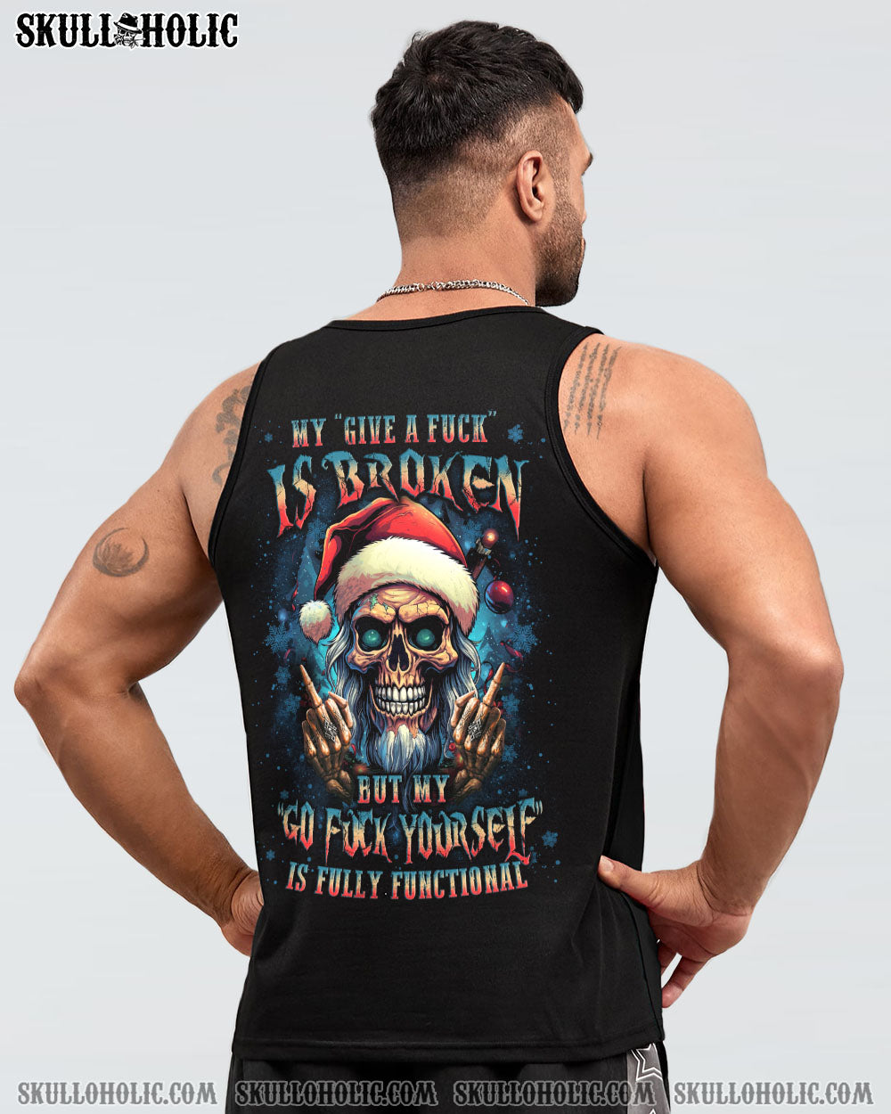 MY GIVE A F IS BROKEN CHRISTMAS SKULL ALL OVER PRINT - YHLN2010231