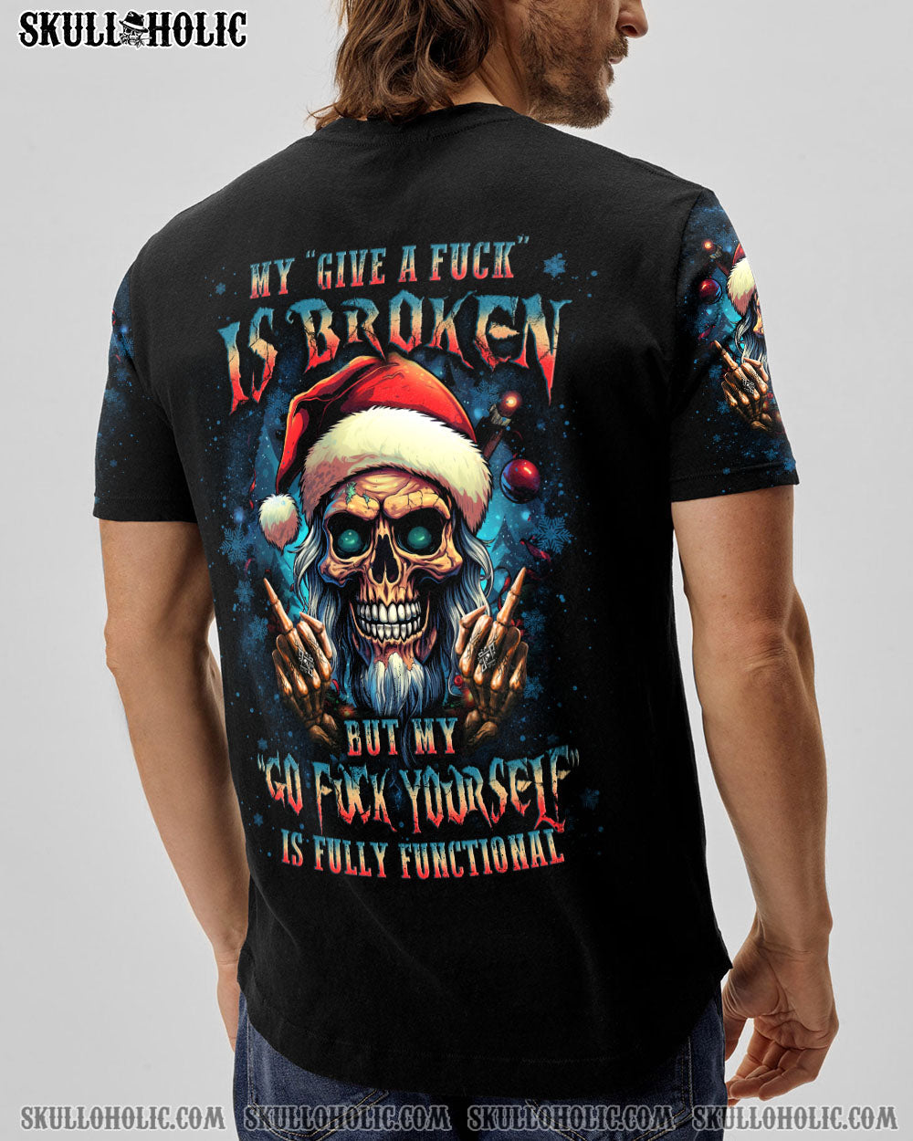 MY GIVE A F IS BROKEN CHRISTMAS SKULL ALL OVER PRINT - YHLN2010231