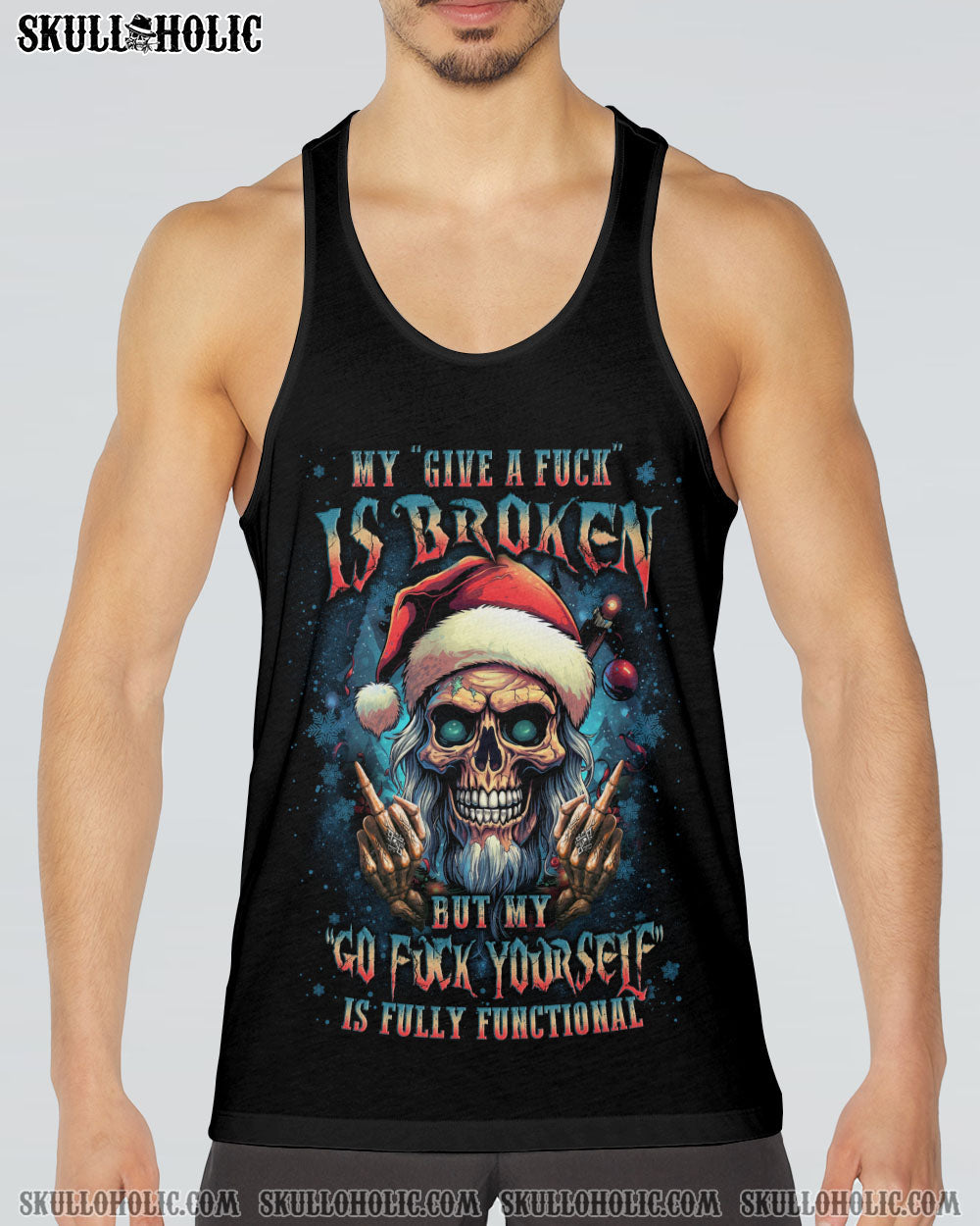 MY GIVE A F IS BROKEN CHRISTMAS SKULL ALL OVER PRINT - YHLN2010231