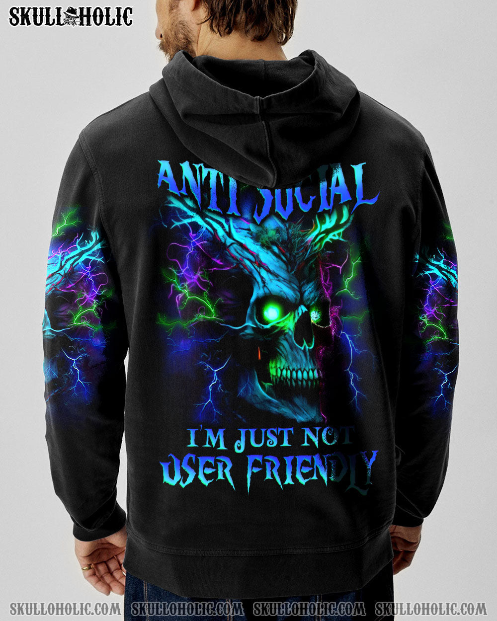 I'M NOT ANTI-SOCIAL SKULL ALL OVER PRINT - YHLN3105234
