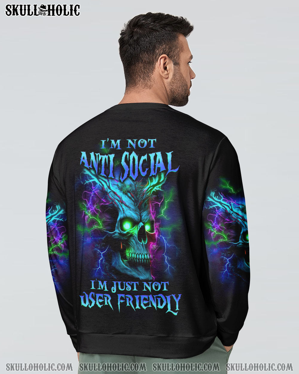 I'M NOT ANTI-SOCIAL SKULL ALL OVER PRINT - YHLN3105234