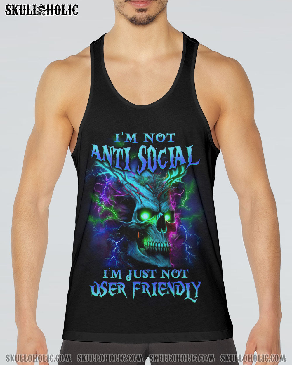 I'M NOT ANTI-SOCIAL SKULL ALL OVER PRINT - YHLN3105234