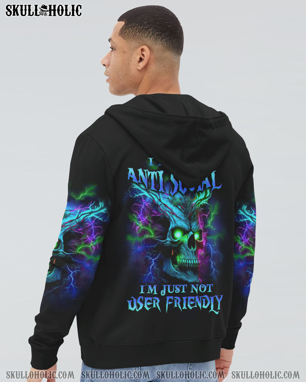 I'M NOT ANTI-SOCIAL SKULL ALL OVER PRINT - YHLN3105234
