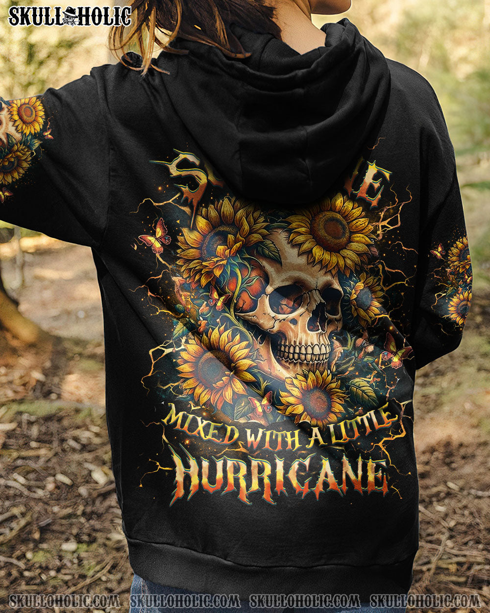 SHE IS SUNSHINE SKULL SUNFLOWER ALL OVER PRINT - YHLT0304251