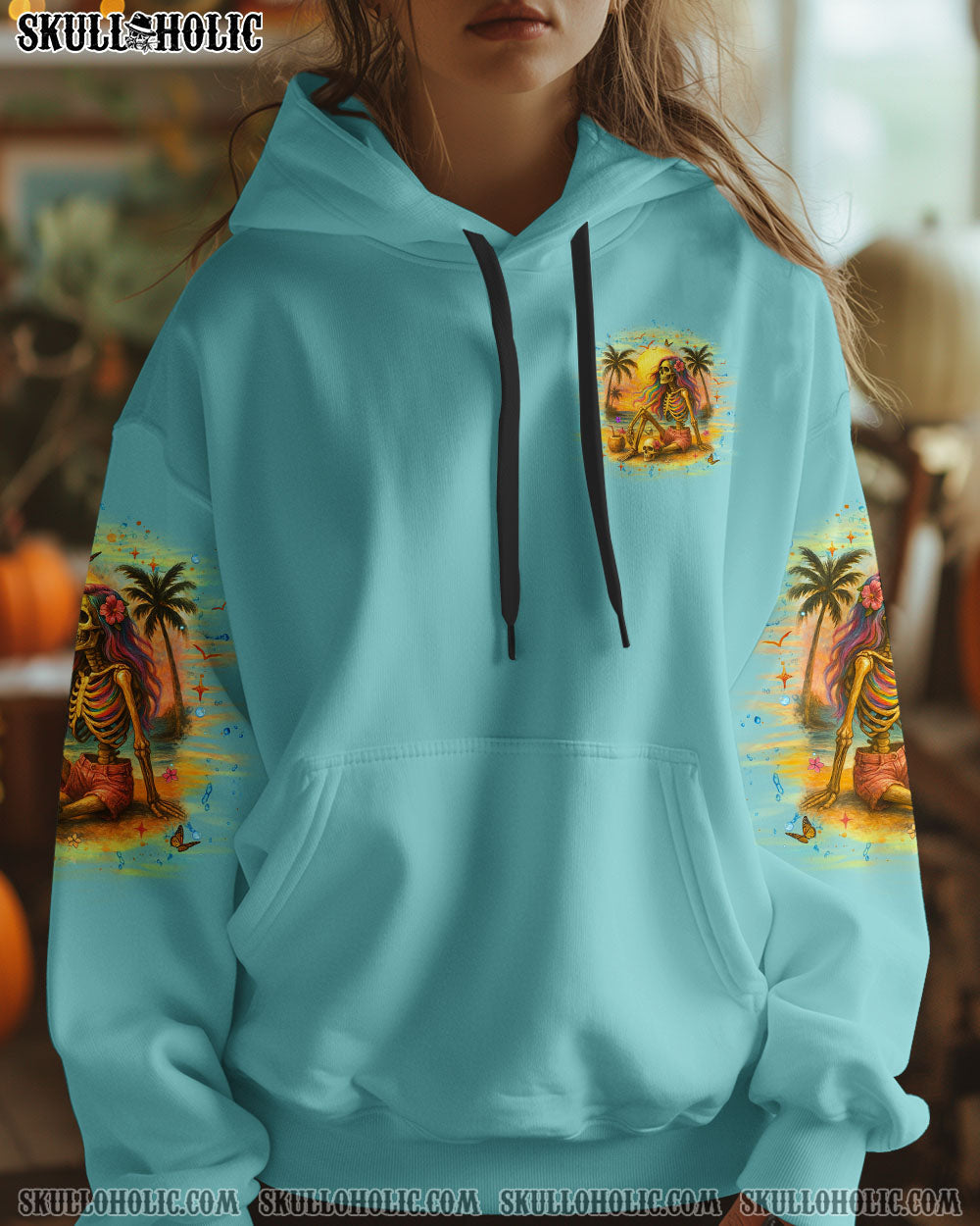 BEACH HAIR DON'T CARE SKULL LADY ALL OVER PRINT - YHLT1205252