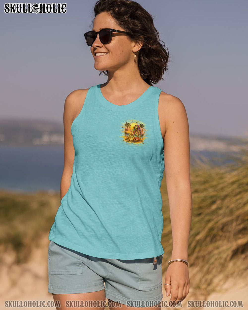 BEACH HAIR DON'T CARE SKULL LADY ALL OVER PRINT - YHLT1205252