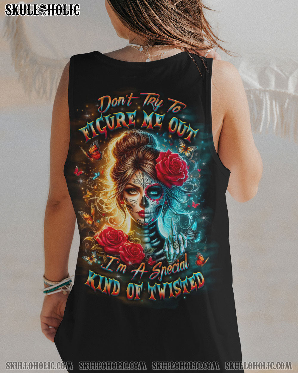 DON'T TRY TO FIGURE ME OUT SKULL ALL OVER PRINT - YHLT1904251