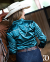 TEJAS TEAL SATIN PERFORMANCE RODEO SHIRT