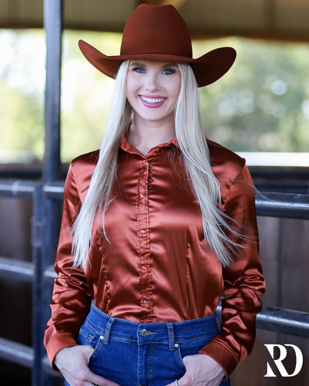 TERRACOTA SATIN PERFORMANCE RODEO SHIRT
