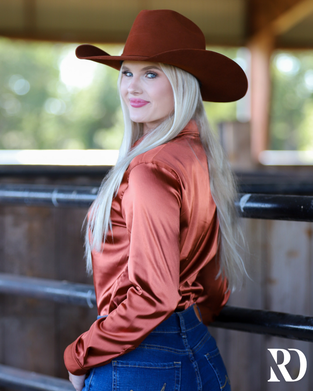 TERRACOTA SATIN PERFORMANCE RODEO SHIRT