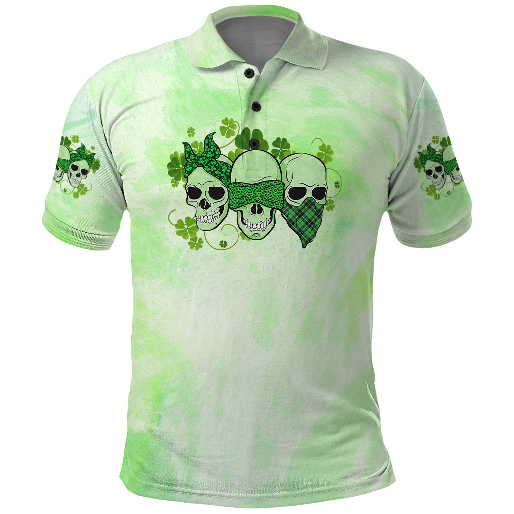 Stuck Between Idk Idc And Idgaf Rose Skull Patrick's Day Polo Shirt 