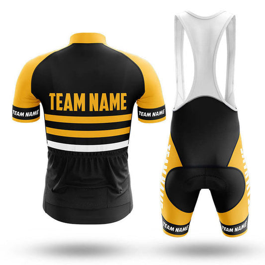 BigCrowns | Black Yellow Line Cycling Short Sleeve Custom Name Cycling Kit